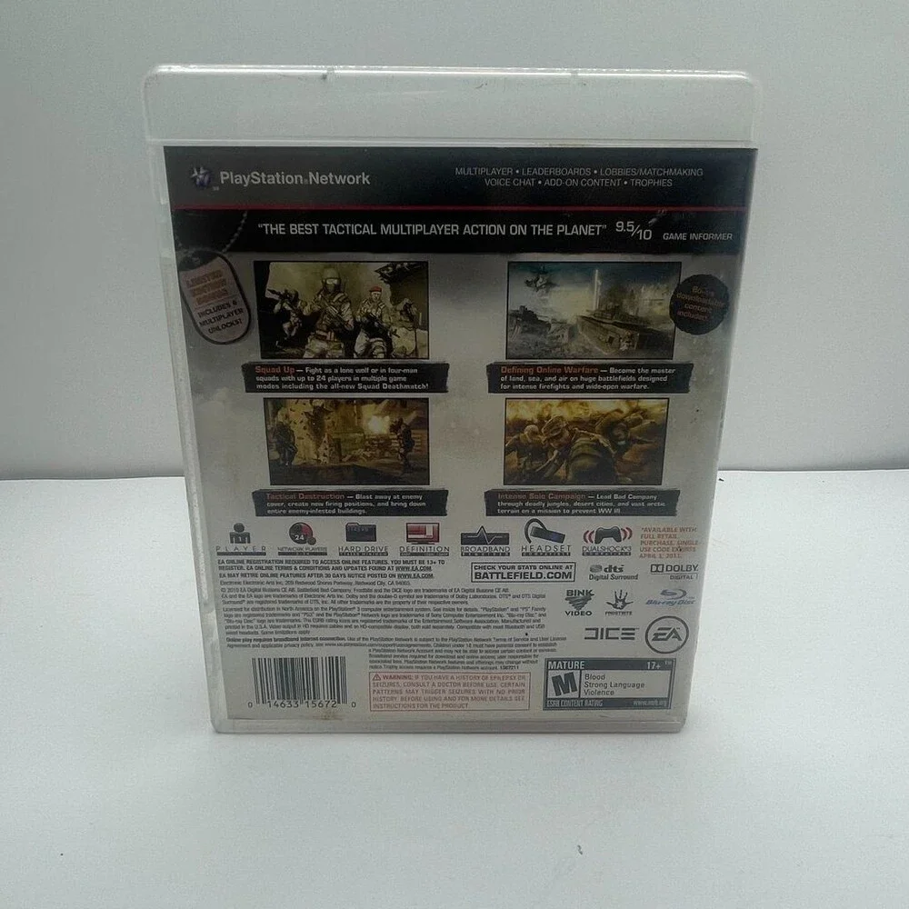 Battlefield: Bad Company 2 Limited Edition PS3 (Sony PS3, 2010) No Manual